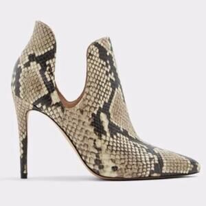 Aldo Women Snake Heel Shoe Stiletto 7.5 Vamp Career Sexy Modern Office Mob Wife